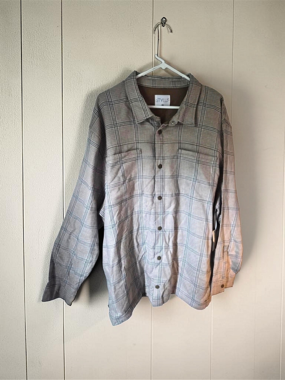STYLUS Gray Plaid Lightweight Shirt Jacket